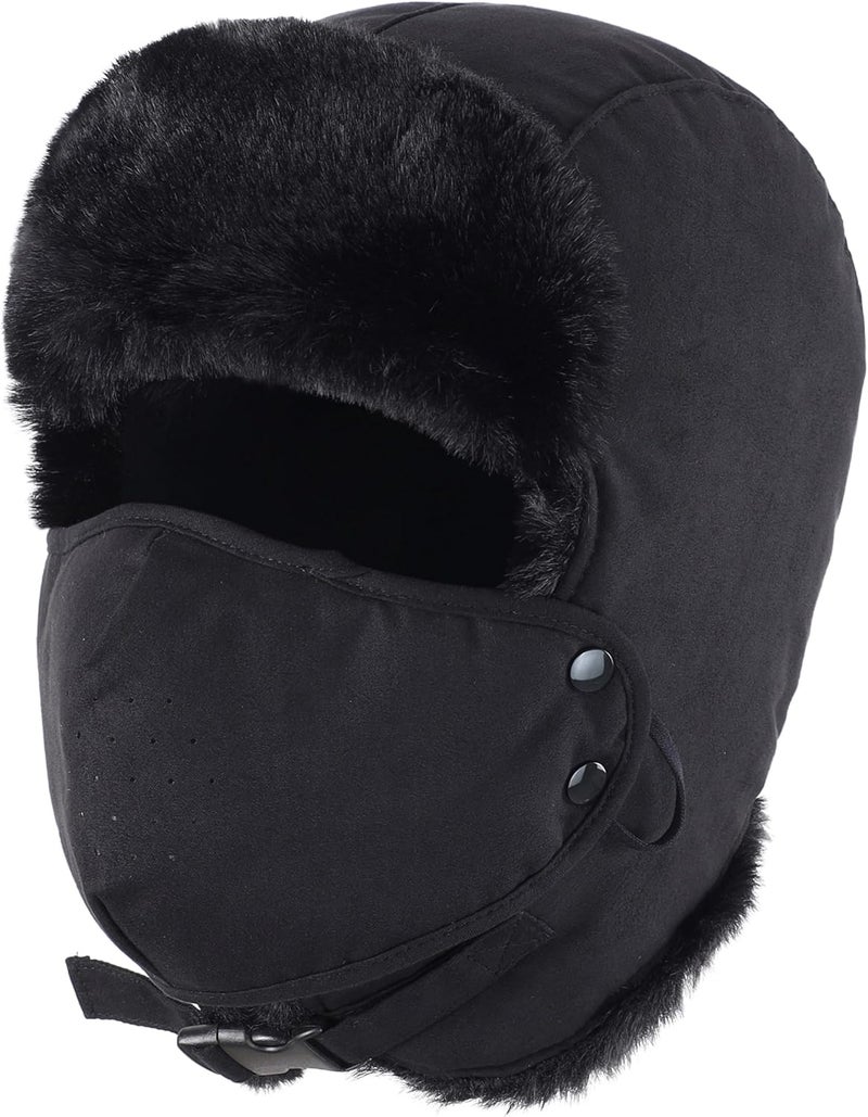 Connectyle Aviator Trapper Hat for Men Women Faux Fur Warm Winter Hat with Ear Flaps Faux Suede Ushanka Cold Weather Hats - Image 1
